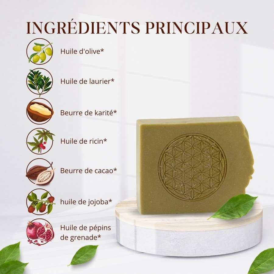 Savon Bio Fleur de Vie Revitalisant Huile d'olive, Laurier Beurre de karité