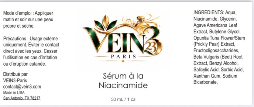 Sérum à la Niacinamide VEIN3 – Éclat & Peau Uniforme
