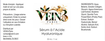 Sérum à l’Acide Hyaluronique VEIN3 – Hydratation & Souplesse