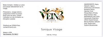 Tonique Visage VEIN3 – Fraîcheur, Hydratation & Pureté